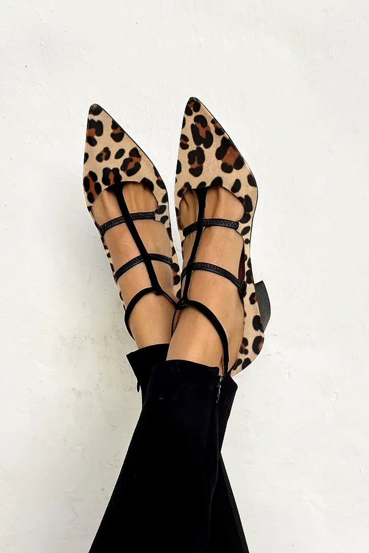 Ludovica | Ballerine Animalier con Cinturini Sottili