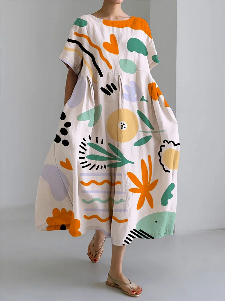Milena – Abito Lungo Estivo Donna con Stampa Artistica Colorata