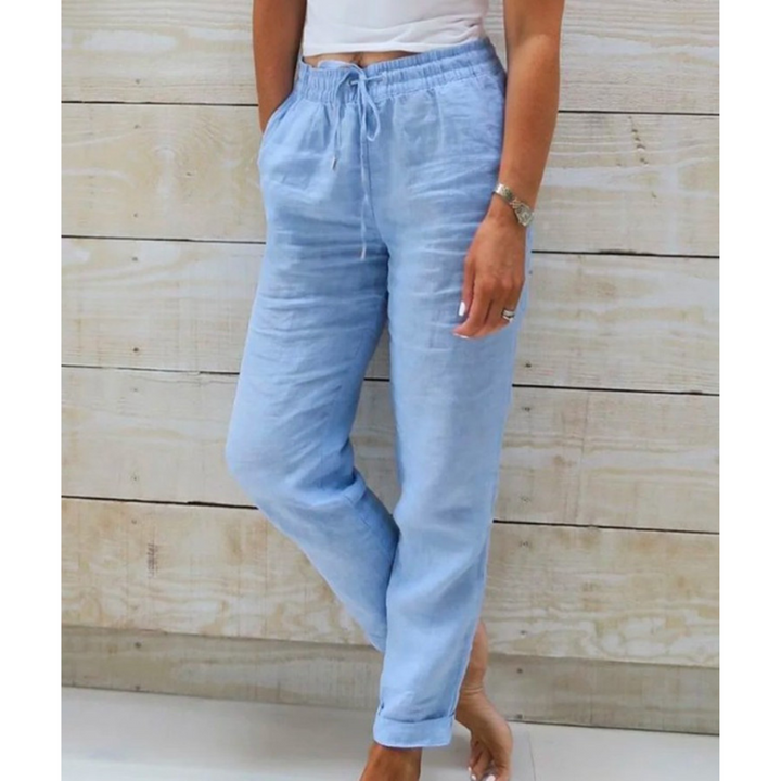 Pantaloni lino elasticizzati