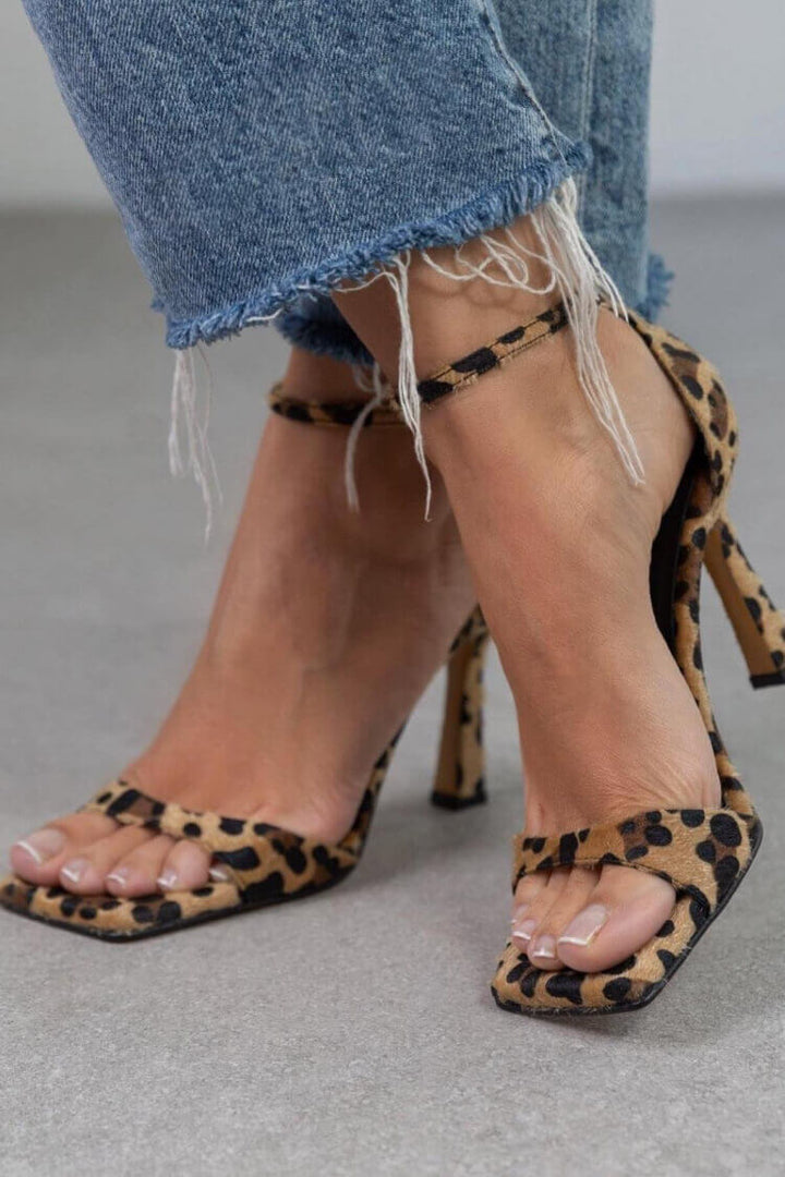 Giulia | Sandali con Tacco Alto e Stampa Animalier