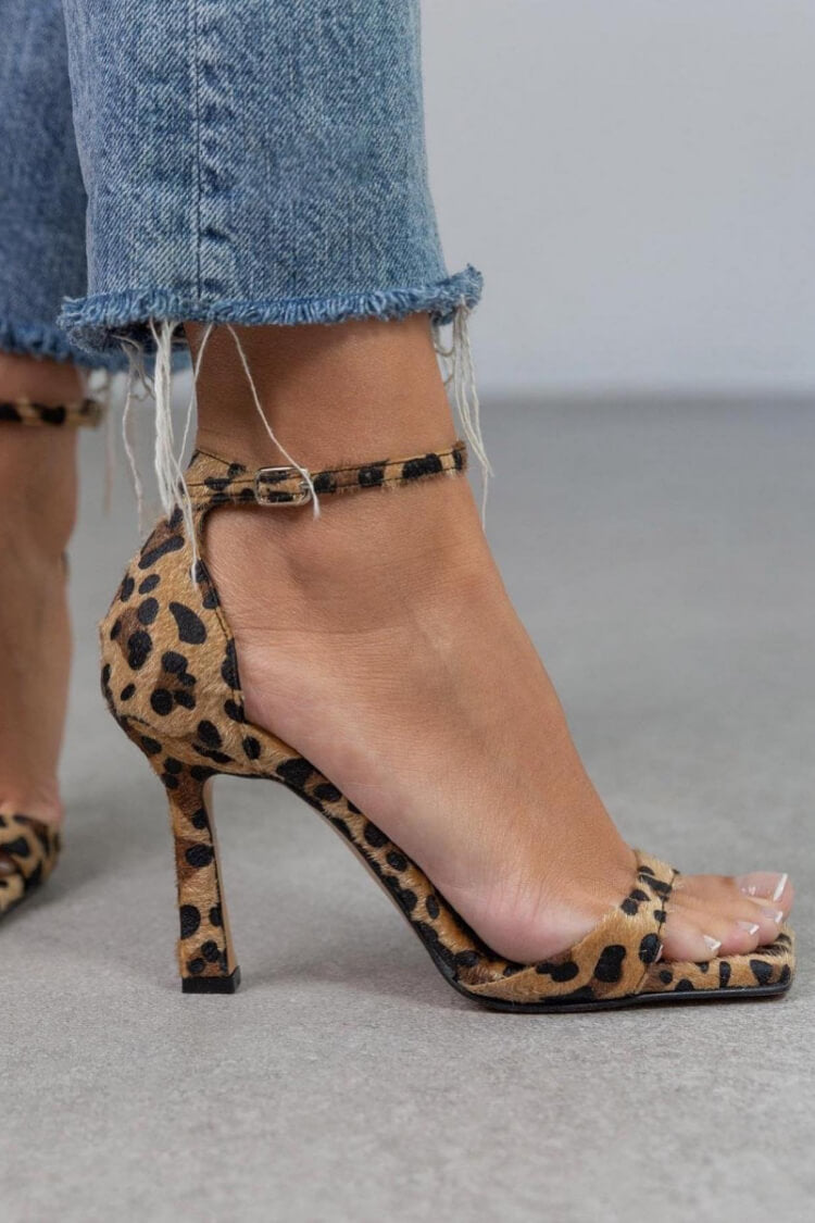Giulia | Sandali con Tacco Alto e Stampa Animalier