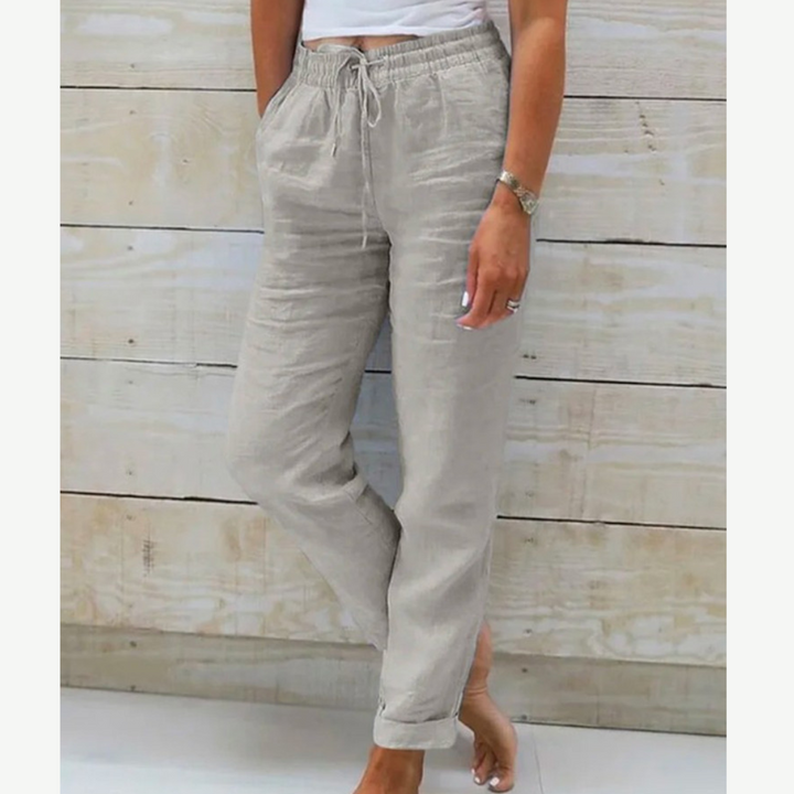 Pantaloni lino elasticizzati