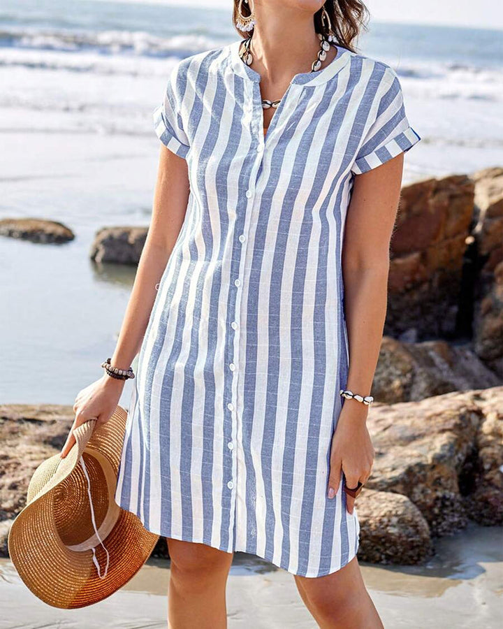 Martine | Elegante gestreepte overhemdjurk