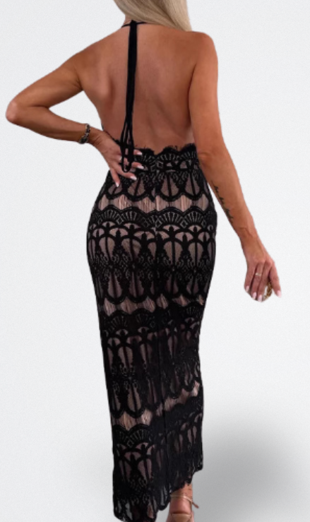 Abito midi in pizzo