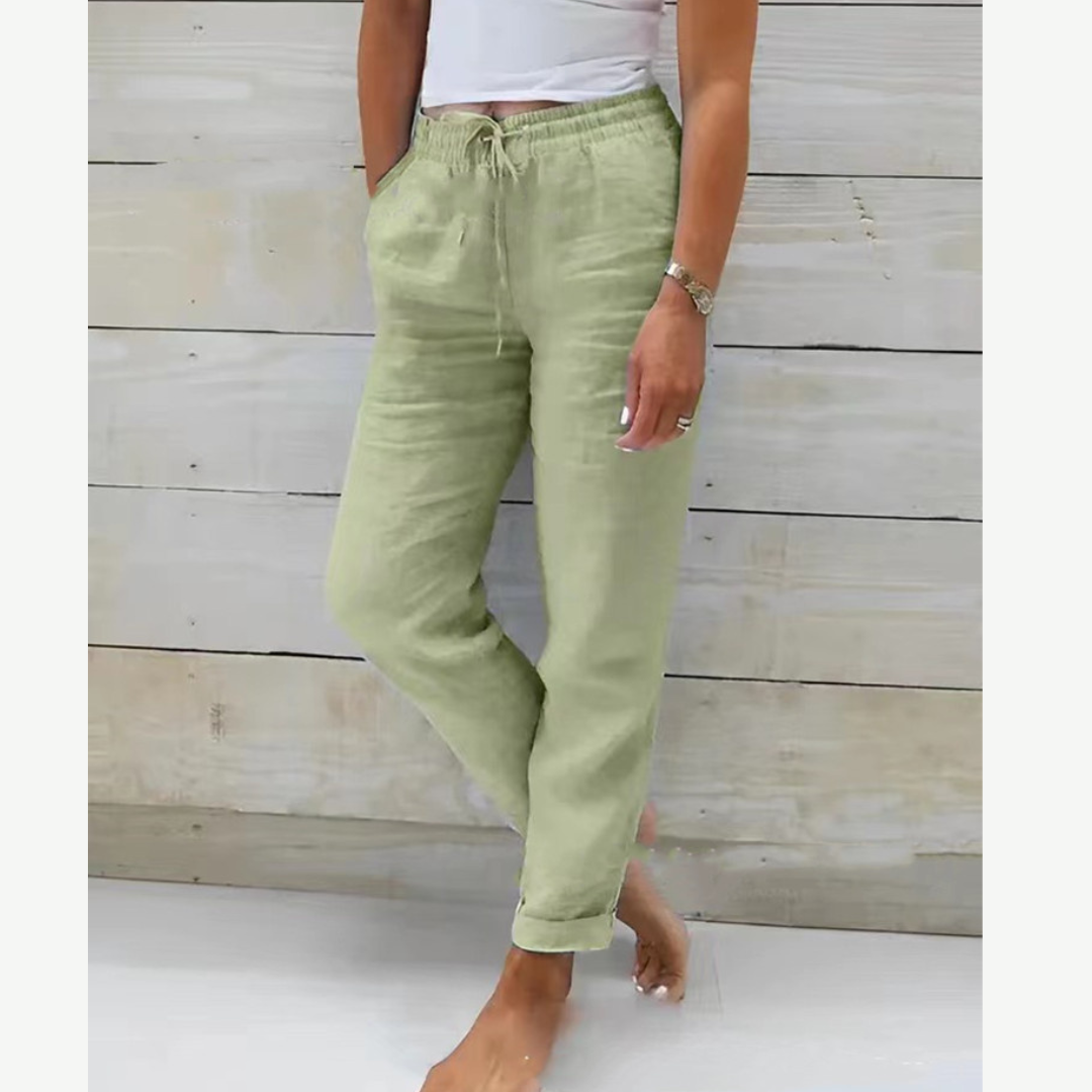 Pantaloni lino elasticizzati
