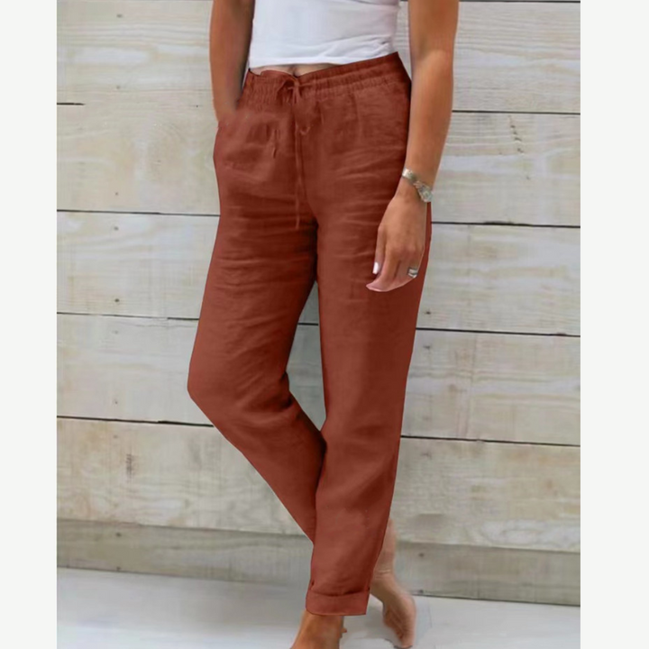Pantaloni lino elasticizzati
