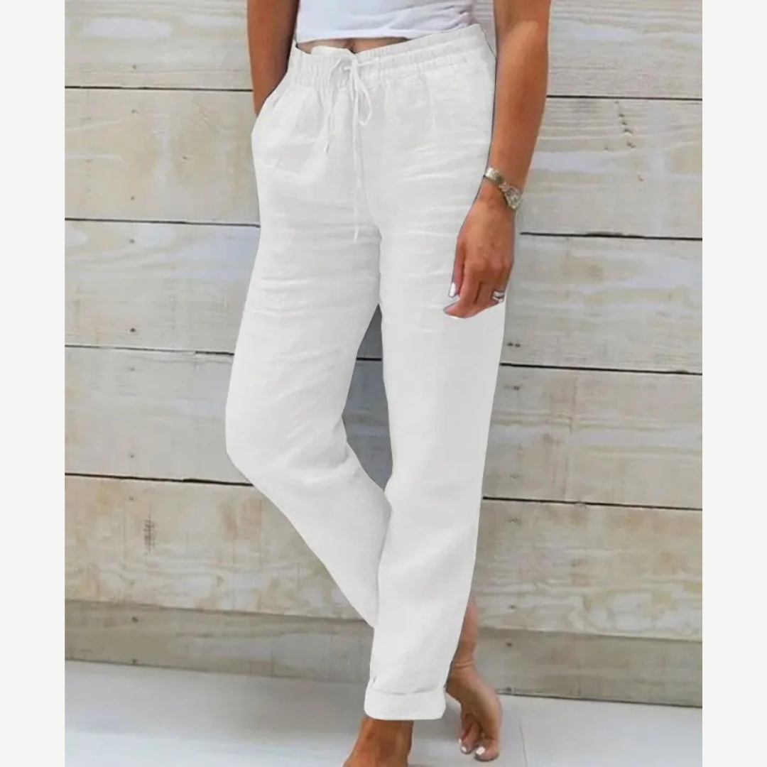 Pantaloni lino elasticizzati