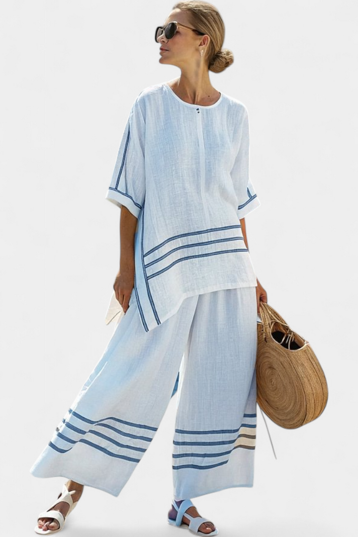 Daisy Set | Pantaloni a Righe con Taglio Asimmetrico e Stile Moderno