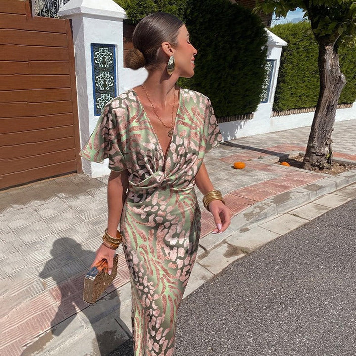 Roxane | Abito lungo con scollo a V torcigliato