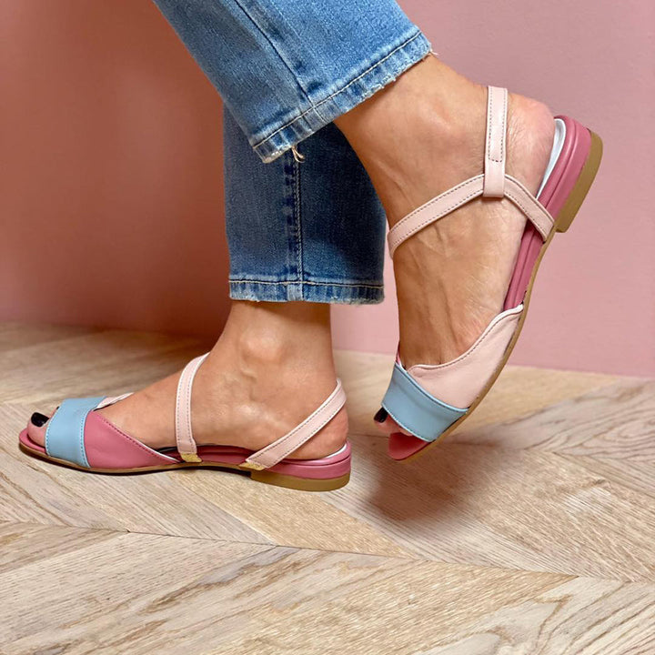 Roselina | Sandali Rosa Asimmetrici Color Block
