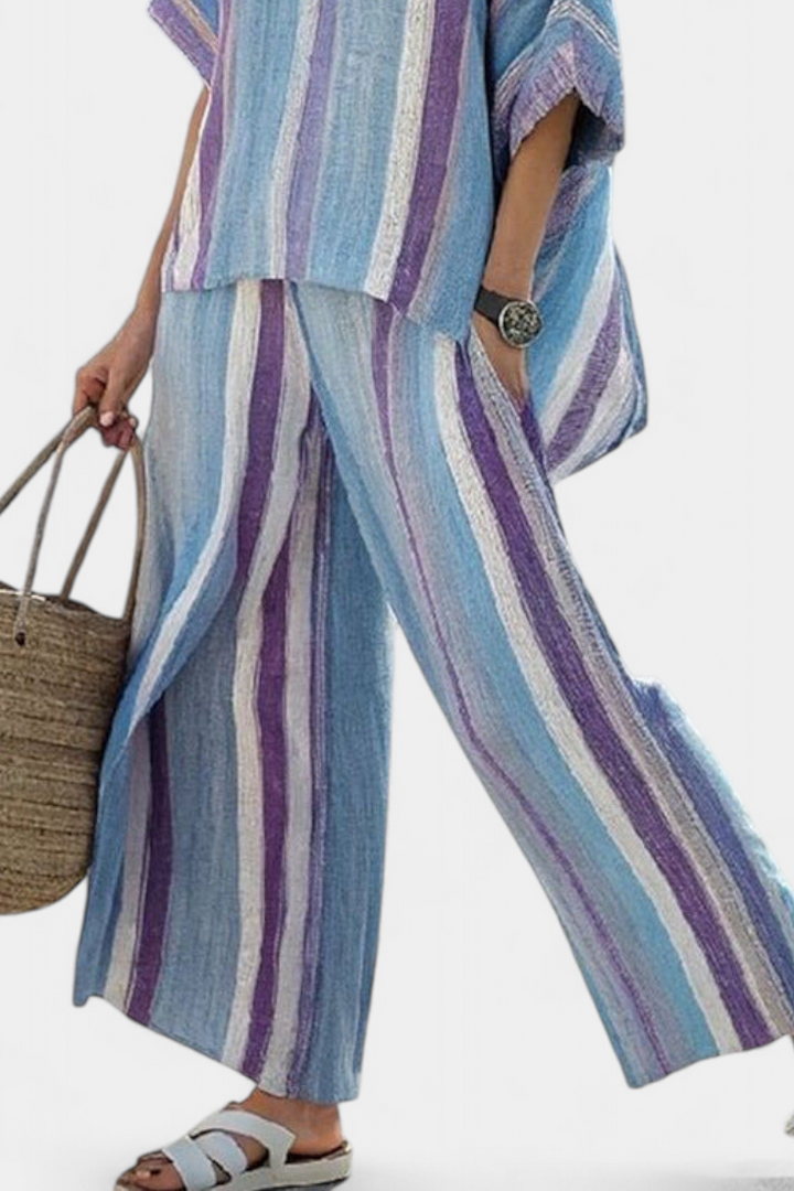 Daisy Set | Completo Elegante a Righe Malva & Azzurro Pastello – Stile Sofisticato e Fresco