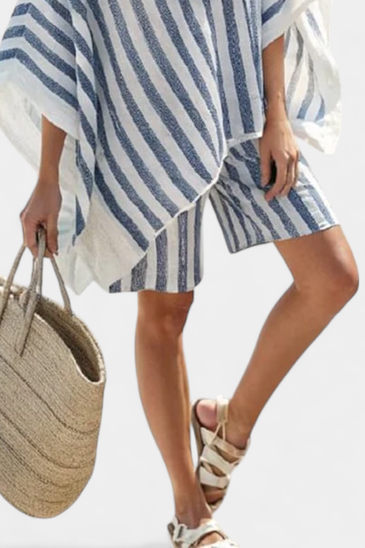 Nancy Set | Blusa Oversize & Pantaloncini Eleganti a Righe