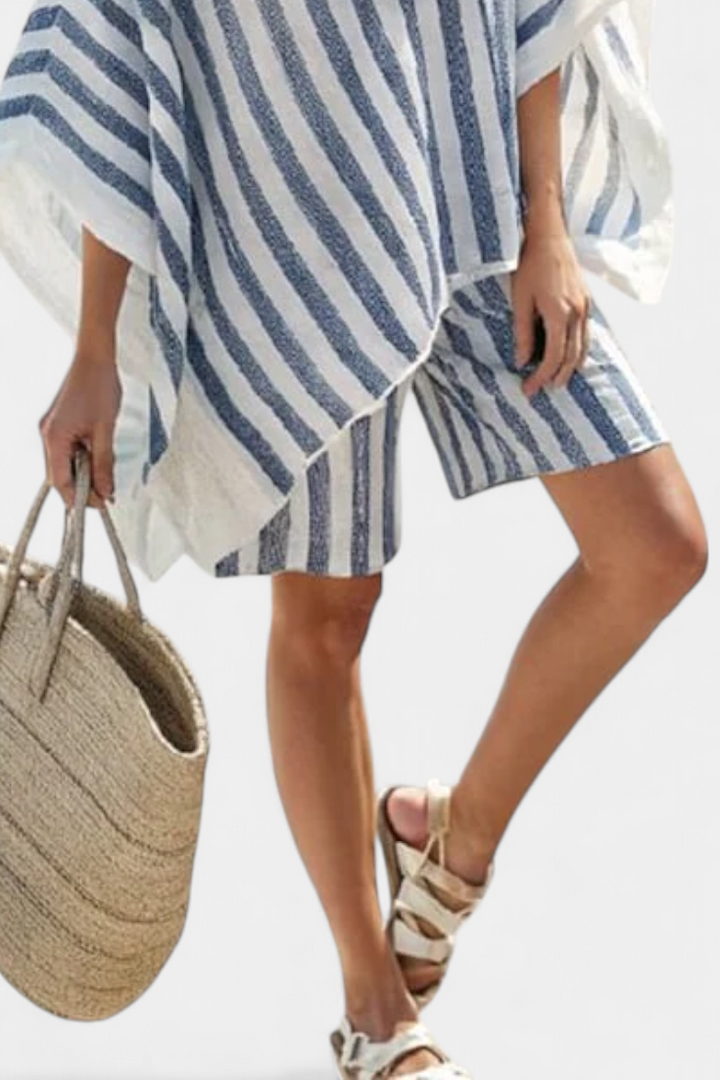 Nancy Set | Blusa Oversize & Pantaloncini Eleganti a Righe